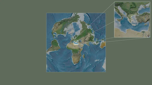 Área Expandida Ampliada Grécia Extraída Mapa Grande Escala Mundo Com — Fotografia de Stock