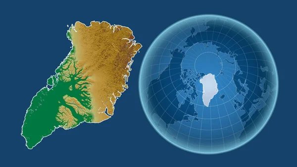 Groenland Globe Avec Forme Pays Contre Carte Zoomée Avec Son — Photo