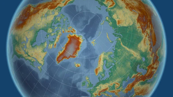Гренландия Соседство Отдаленная Перспектива Очертаний Топографическая Рельефная Карта — стоковое фото