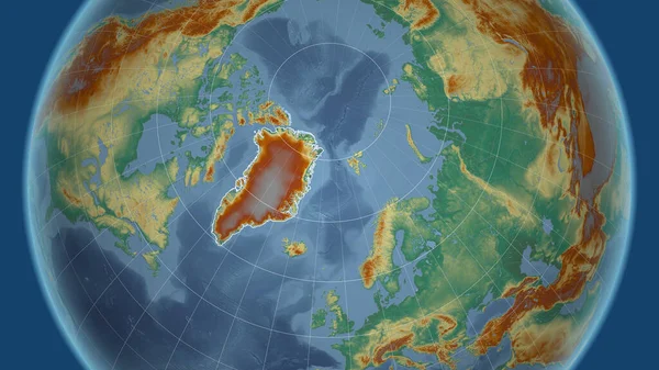 Гренландия Гродненщина Отдаленная Перспектива Очертаниями Страны Топографическая Рельефная Карта — стоковое фото