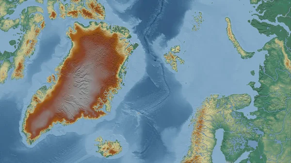グリーンランドだ 国のクローズアップの視点 アウトラインなし 地形図によると — ストック写真
