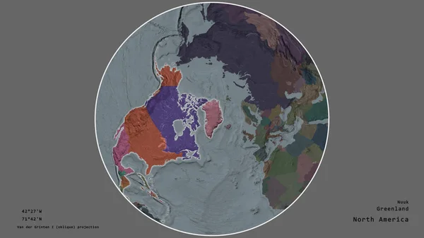 Area Della Groenlandia Centrata Nel Cerchio Che Circonda Suo Continente — Foto Stock