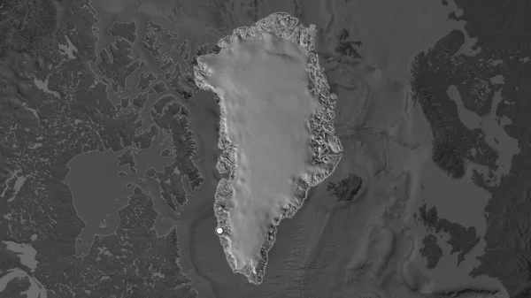 Zone Surlignée Groenland Avec Point Capital Sur Carte Désaturée Son — Photo