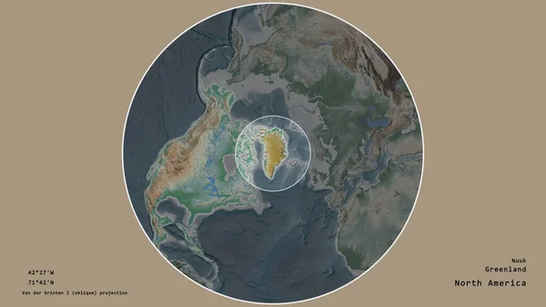 Zone Groenland Marquée Cercle Sur Carte Grande Échelle Continent Isolé — Photo