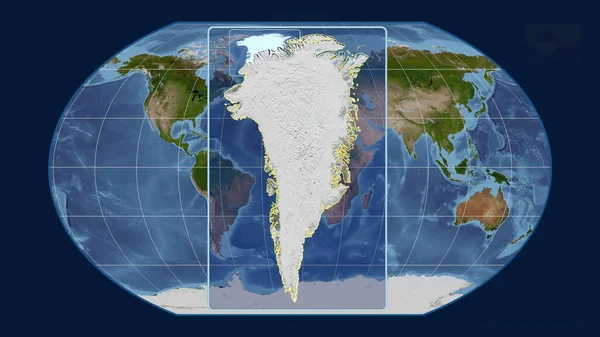 Kavrayskiy Projeksiyonundaki Küresel Bir Haritaya Karşı Grönland Perspektif Çizgileri Ile — Stok fotoğraf