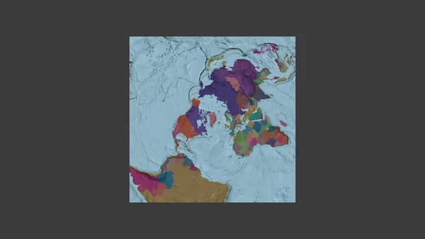 Cuadro Cuadrado Del Mapa Gran Escala Del Mundo Una Proyección —  Fotos de Stock