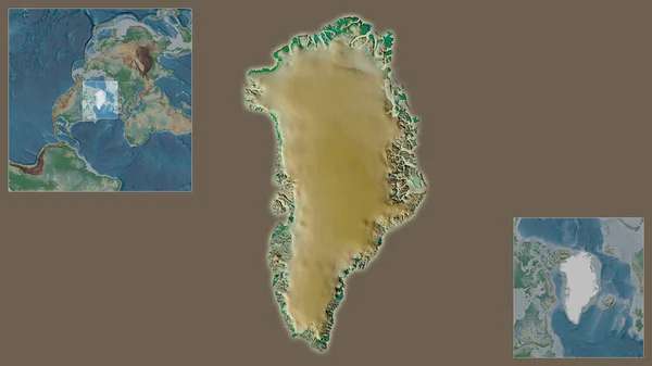 Крупный План Гренландии Расположение Регионе Центре Крупномасштабной Карты Мира Цветовая — стоковое фото