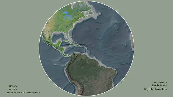 Région Guadeloupe Est Centrée Dans Cercle Entourant Son Continent Sur — Photo