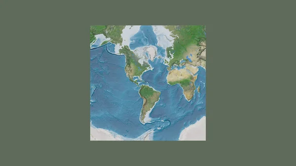 Vierkant Kader Van Grootschalige Wereldkaart Een Schuine Van Der Grinten — Stockfoto