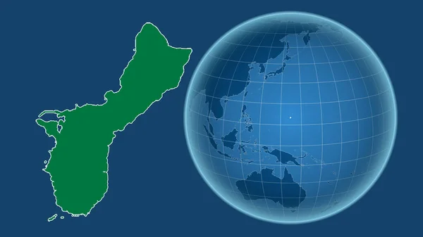 Guam Globus Mit Der Form Des Landes Gegen Gezoomte Landkarte — Stockfoto