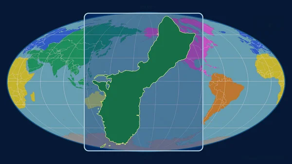 Vista Ampliada Del Contorno Guam Con Líneas Perspectiva Contra Mapa —  Fotos de Stock