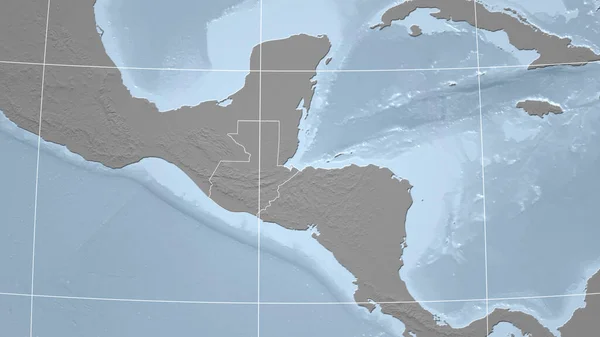 Guatemala Barrio Perspectiva Distante Con Contorno Del País Mapa Elevación — Foto de Stock