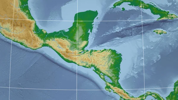 Gwatemala Sąsiedztwo Odległa Perspektywa Bez Zarysu Kolor Mapa Fizyczna — Zdjęcie stockowe