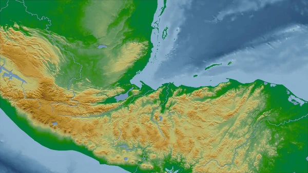 Гватемала Зовнішній Вигляд Країни Обрисів Фізична Карта — стокове фото