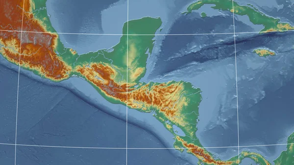 Guatemala Mahalle Dış Hatları Olmayan Uzak Perspektif Topografik Yardım Haritası — Stok fotoğraf