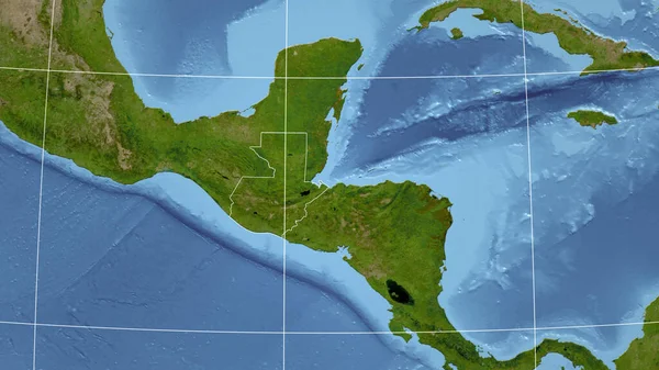 Guatemala Buurt Verre Perspectief Met Contouren Van Het Land Satellietbeelden — Stockfoto