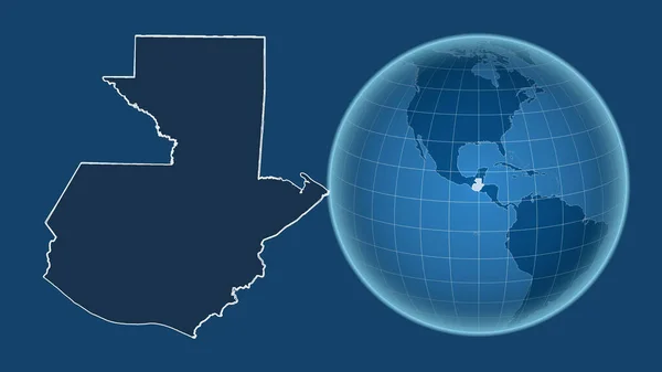 Guatemala Globo Com Forma País Contra Mapa Ampliado Com Seu — Fotografia de Stock