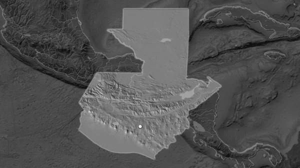 Zona Destacada Guatemala Con Punto Capital Mapa Desaturado Barrio Mapa — Foto de Stock