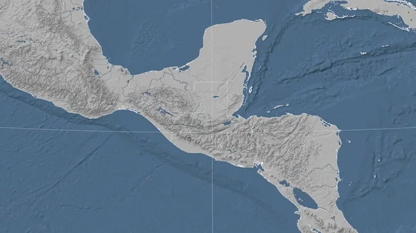 Гватемала Окрестности Далекая Косыя Перспектива Контура Grayscale Elevation Map — стоковое фото