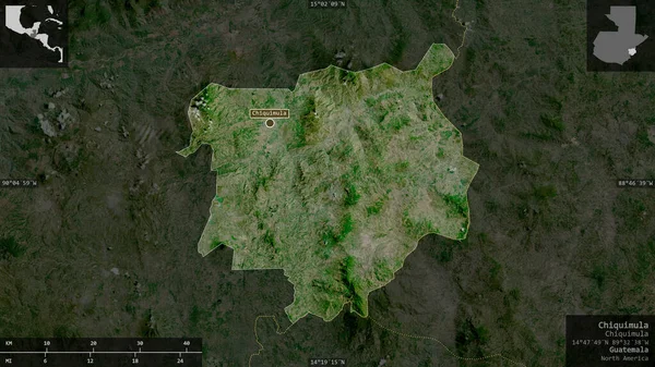 Chiquimula Département Guatemala Imagerie Satellite Forme Présentée Contre Zone Pays — Photo