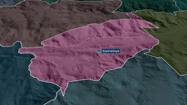 Progreso Departement Guatemala Přiblížil Zvýraznil Kapitálem Barevná Poďobaná Mapa Administrativního — Stock fotografie