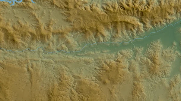 危地马拉省El Progreso 湖泊和河流的彩色阴影数据 形状与它的国家相对应 3D渲染 — 图库照片