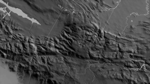 Huehuetenango Department Guatemala Grayscaled Map Lakes Rivers Shape Outlined Its — Stock Photo, Image