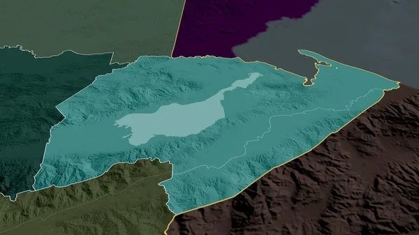 Izabal Departamento Guatemala Acercó Destacó Mapa Coloreado Tocado División Administrativa — Foto de Stock