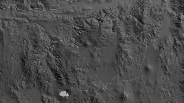 Jalapa Department Guatemala Grayscaled Map Lakes Rivers Shape Outlined Its — Stock Photo, Image