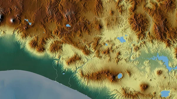 Jutiapa Guatemala Megye Színes Dombormű Tavakkal Folyókkal Alakzat Körvonalazódik Ország — Stock Fotó