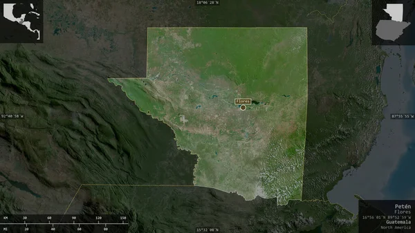 Petén Departamento Guatemala Imágenes Satélite Forma Presentada Contra Área País — Foto de Stock