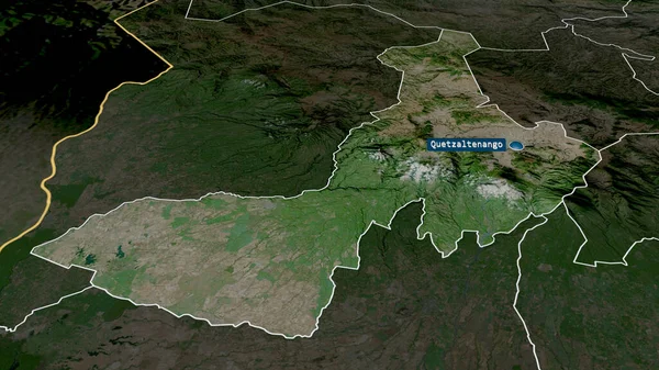 Quezaltenango Department Guatemala Zoomed Highlighted Capital Satellite Imagery Rendering — Stock Photo, Image