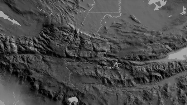 Quiche 危地马拉省 有湖泊和河流的灰度地图 形状与它的国家相对应 3D渲染 — 图库照片