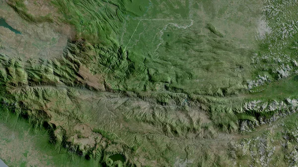 Quiche 危地马拉省 卫星图像 形状与它的国家相对应 3D渲染 — 图库照片