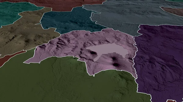 Departamento Solola Guatemala Acercó Destacó Mapa Coloreado Tocado División Administrativa — Foto de Stock