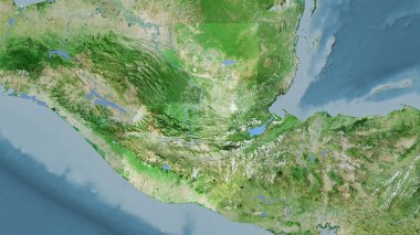 Uydu D haritasında stereografik projeksiyondaki Guatemala alanı - raster katmanlarının ham bileşimi