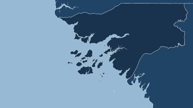 Gine-Bissau. Ülkenin yakın perspektifi, özet yok. Sadece şekiller - kara / okyanus maskesi