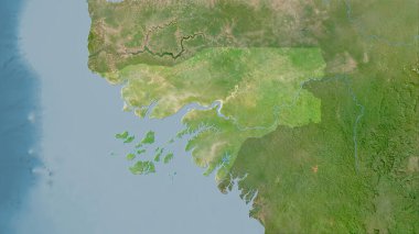Uydu C haritasında stereografik projeksiyondaki Gine-Bissau bölgesi - raster katmanlarının ham bileşimi