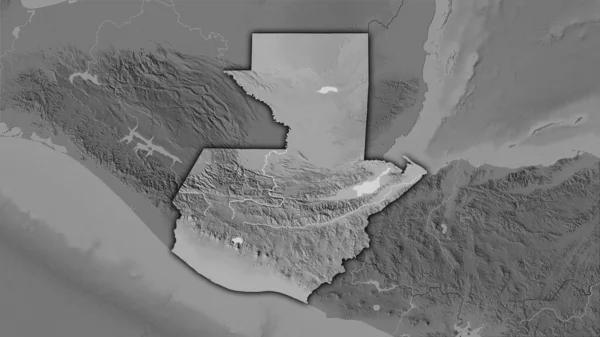 Obszar Gwatemali Mapie Elewacji Skali Szarości Projekcji Stereograficznej Surowa Kompozycja — Zdjęcie stockowe