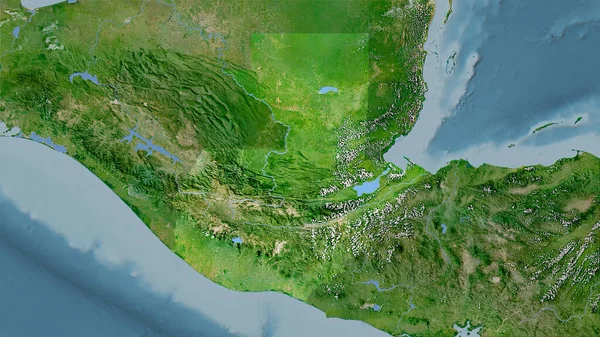 卫星C地图上的危地马拉地区立体投影 光栅层的原始组成 — 图库照片