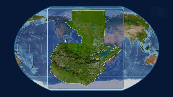 Zoomed View Guatemala Outline Perspective Lines Global Map Kavrayskiy Projection — Stock Photo, Image