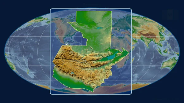 Vista Ampliada Del Contorno Guatemala Con Líneas Perspectiva Contra Mapa — Foto de Stock