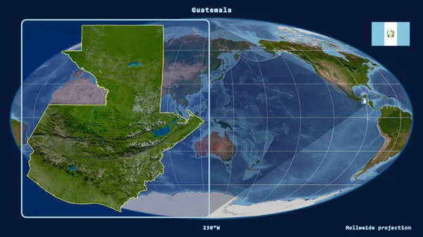 Vista Ampliada Guatemala Contorna Com Linhas Perspectiva Contra Mapa Global — Fotografia de Stock