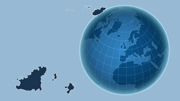 Guernsey Globe Med Formen Landet Mot Zoomade Kartan Med Dess — Stockfoto