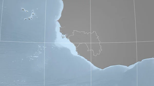 Guinea Quartiere Prospettiva Lontana Con Contorno Del Paese Mappa Dell — Foto Stock