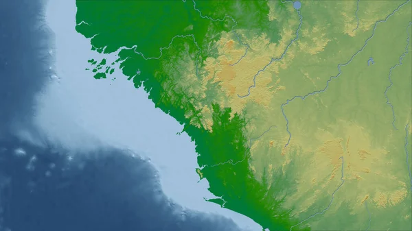 Guinea Primer Plano Perspectiva Del País Sin Esbozo Mapa Físico — Foto de Stock