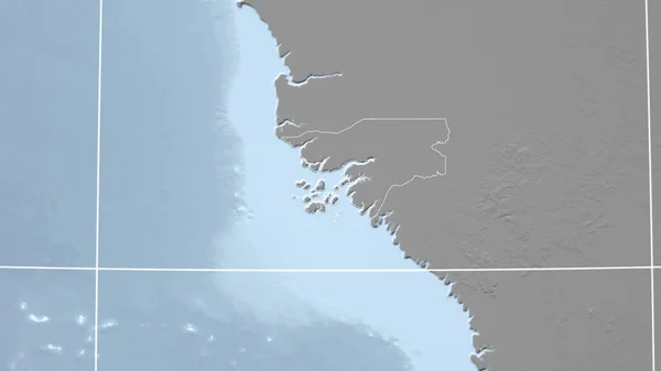 Guinea Bissau Grannskap Avlägset Perspektiv Med Kontur Landet Karta Över — Stockfoto