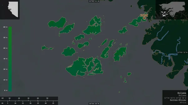 Болама Регіон Гвінея Бісау Кольорові Шейдерні Дані Озерами Річками Форма — стокове фото