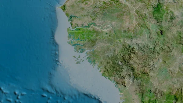 Guinea Bissau Zoom Dan Lingkungan Citra Satelit Perender — Stok Foto