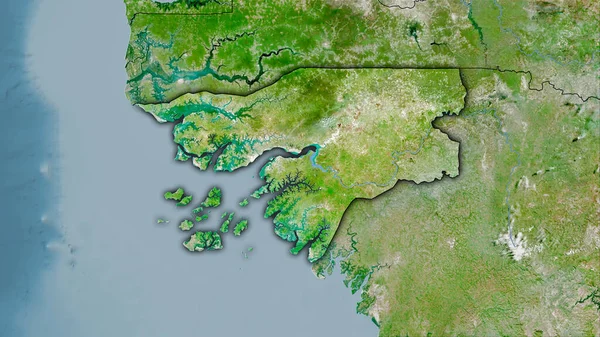Oblast Guineje Bissau Satelitu Mapa Stereografické Projekci Hrubé Složení Rastrových — Stock fotografie